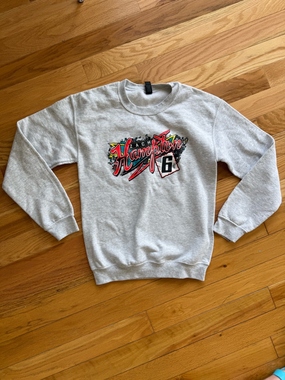 Zach Hampton racer Gray Graphic Crewneck Sweatshirt